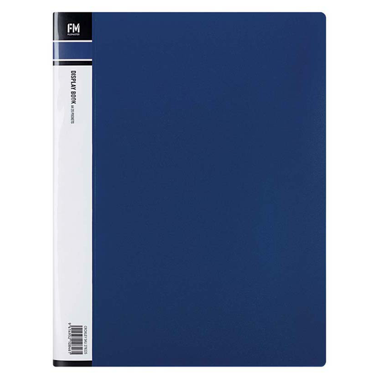 FM Display Book Clear File A4 20 Pocket Blue