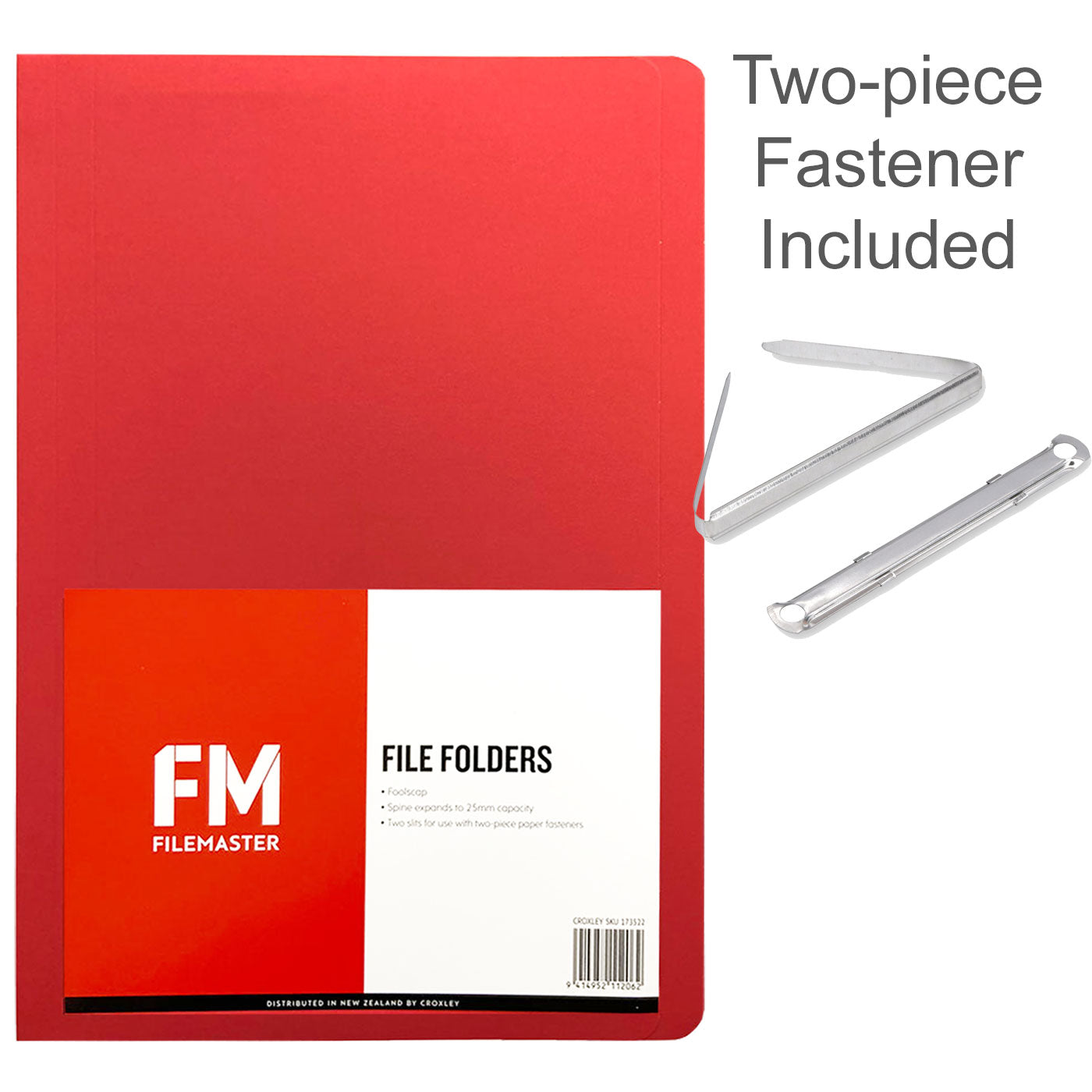 FM Manilla Folder Foolscap with Paper Fastener Red