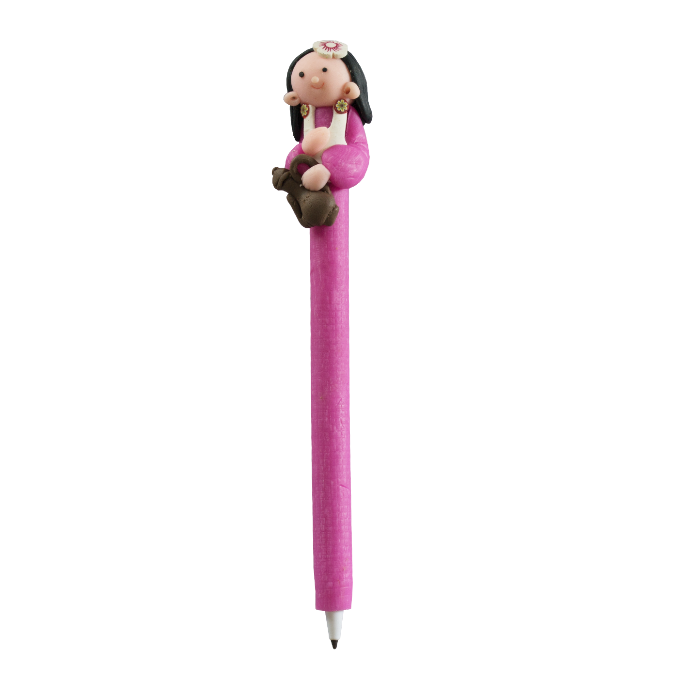 Fancy Kids Ballpoint Pen 3D Medium Tip Black Ink Garden Girl