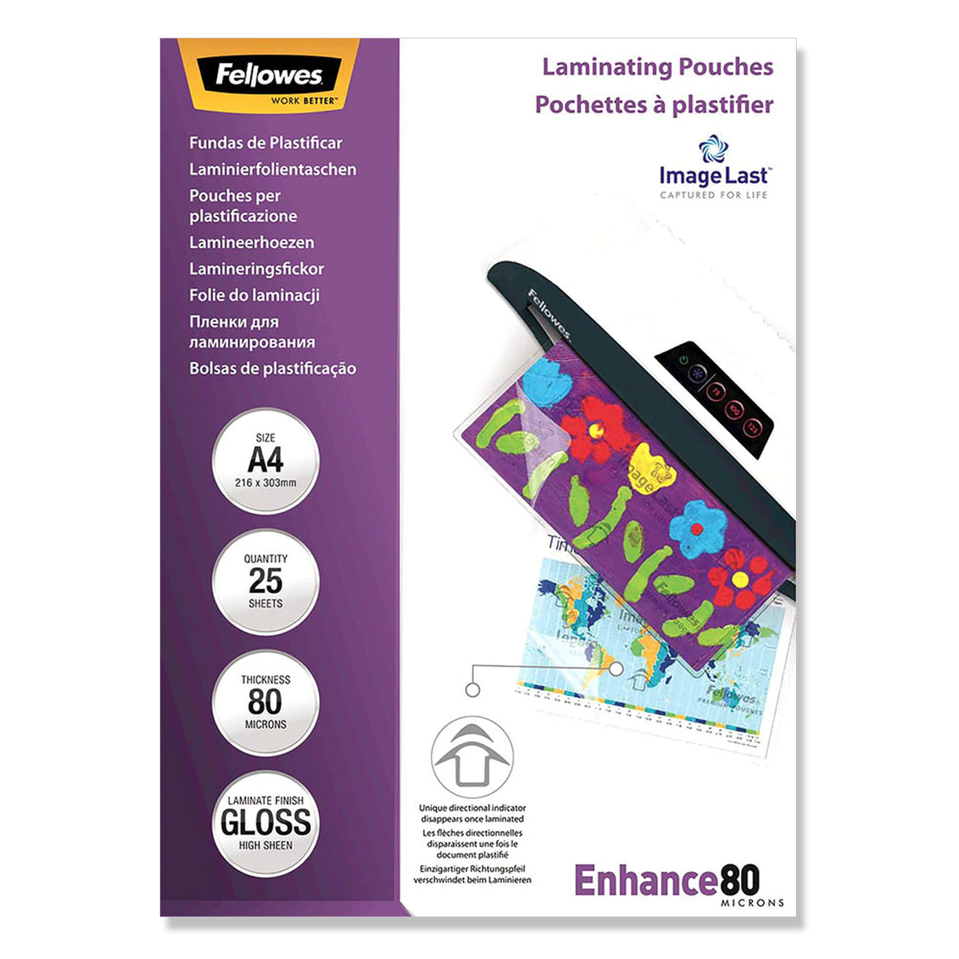 Fellowes Laminating Pouches A4 Gloss 80 Micron Pack 25