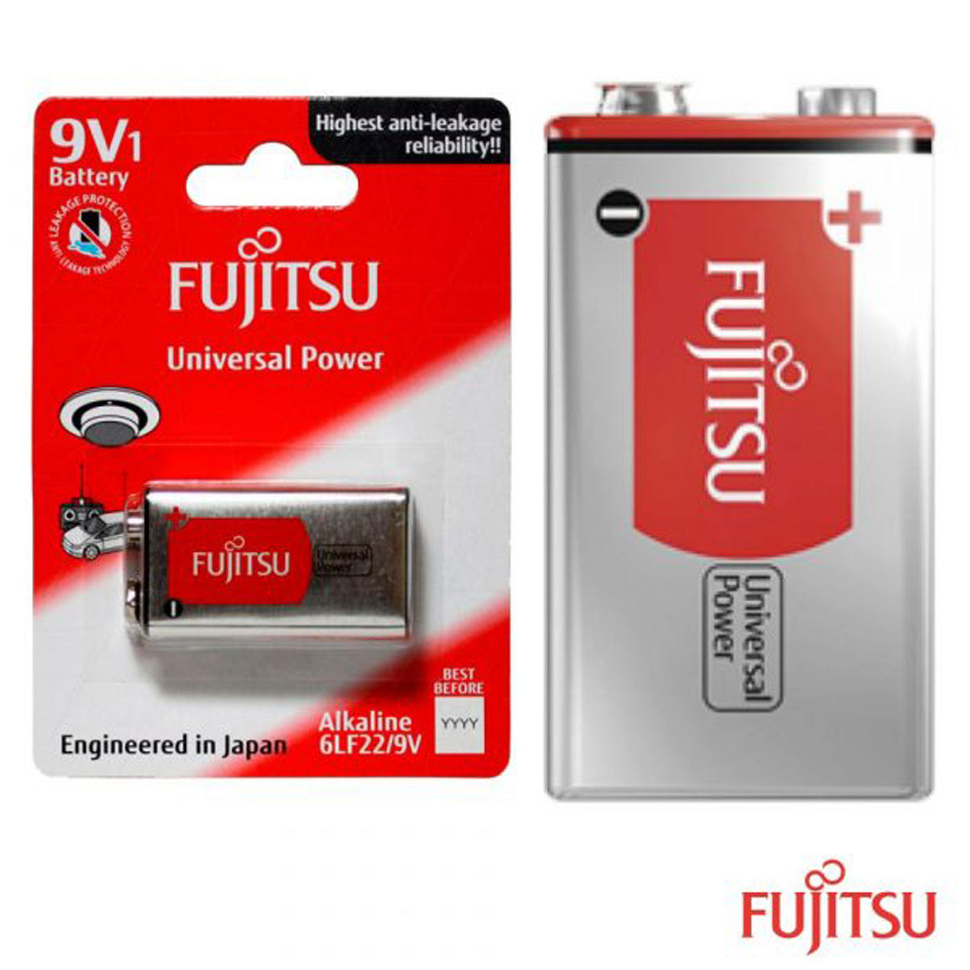 Fujitsu Batteries 9 Volt Universal Power Alkaline