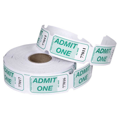 Globe Admit One Tickets Assorted Colours Single Roll of 1000 Tickets
