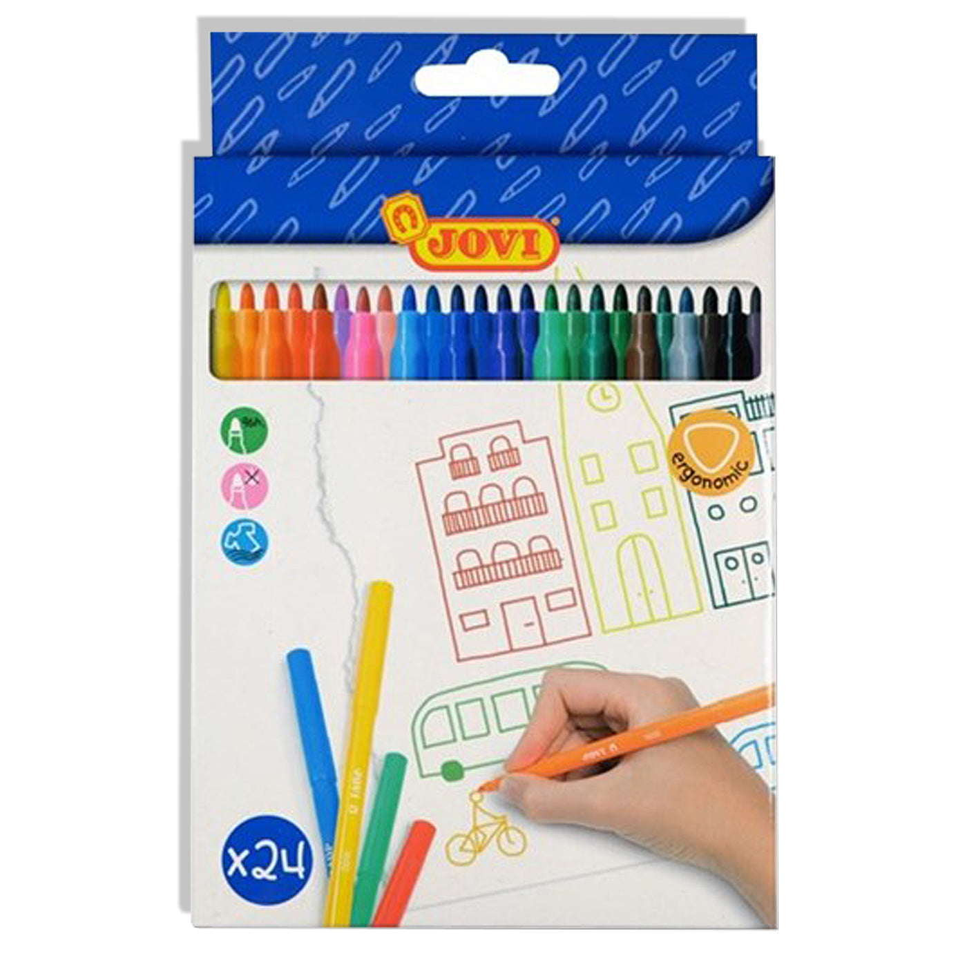 Jovi Washable Felt-Tip Pens 24 Pack Triangular