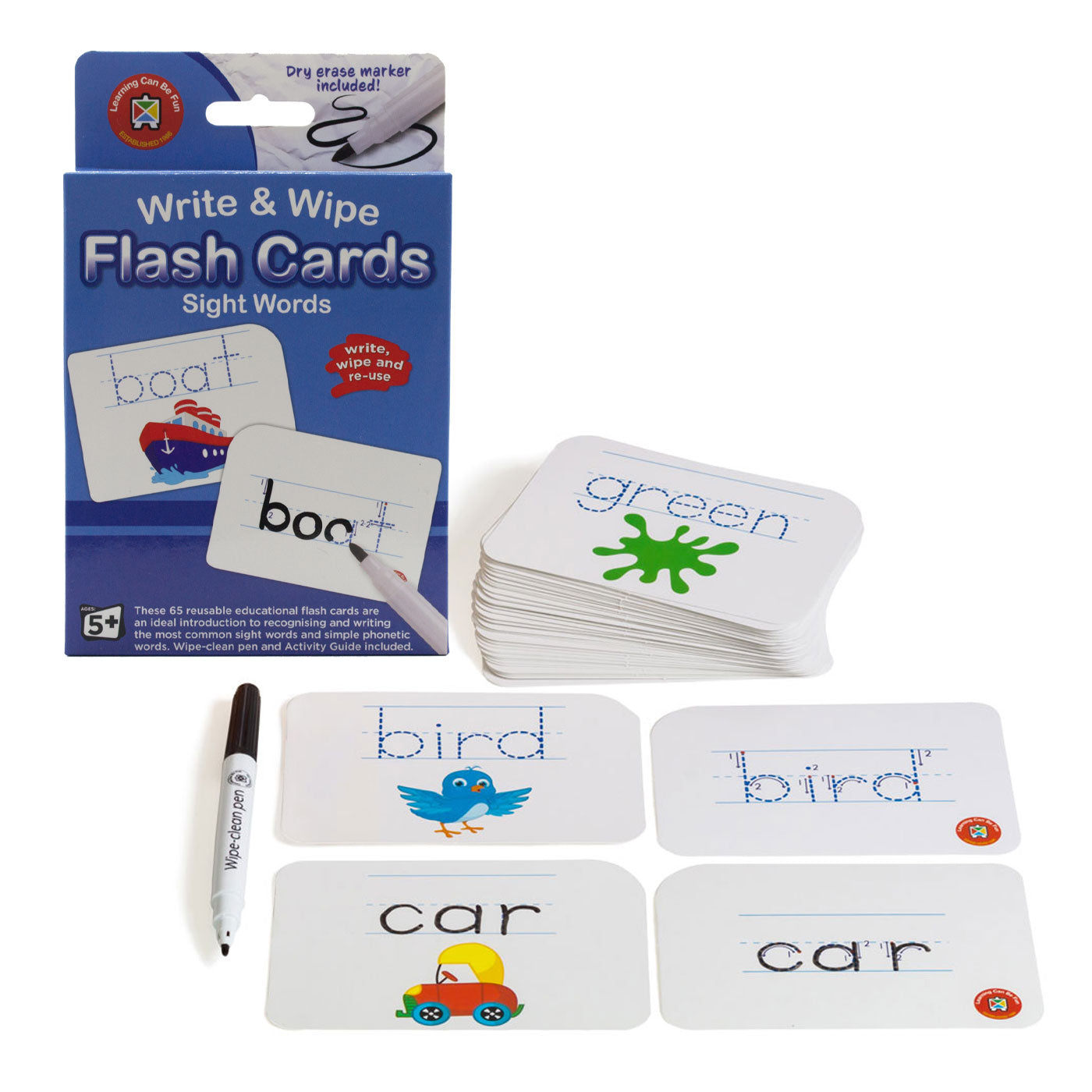LCBF Write & Wipe Flashcards Sight Words with Marker Ages 5+