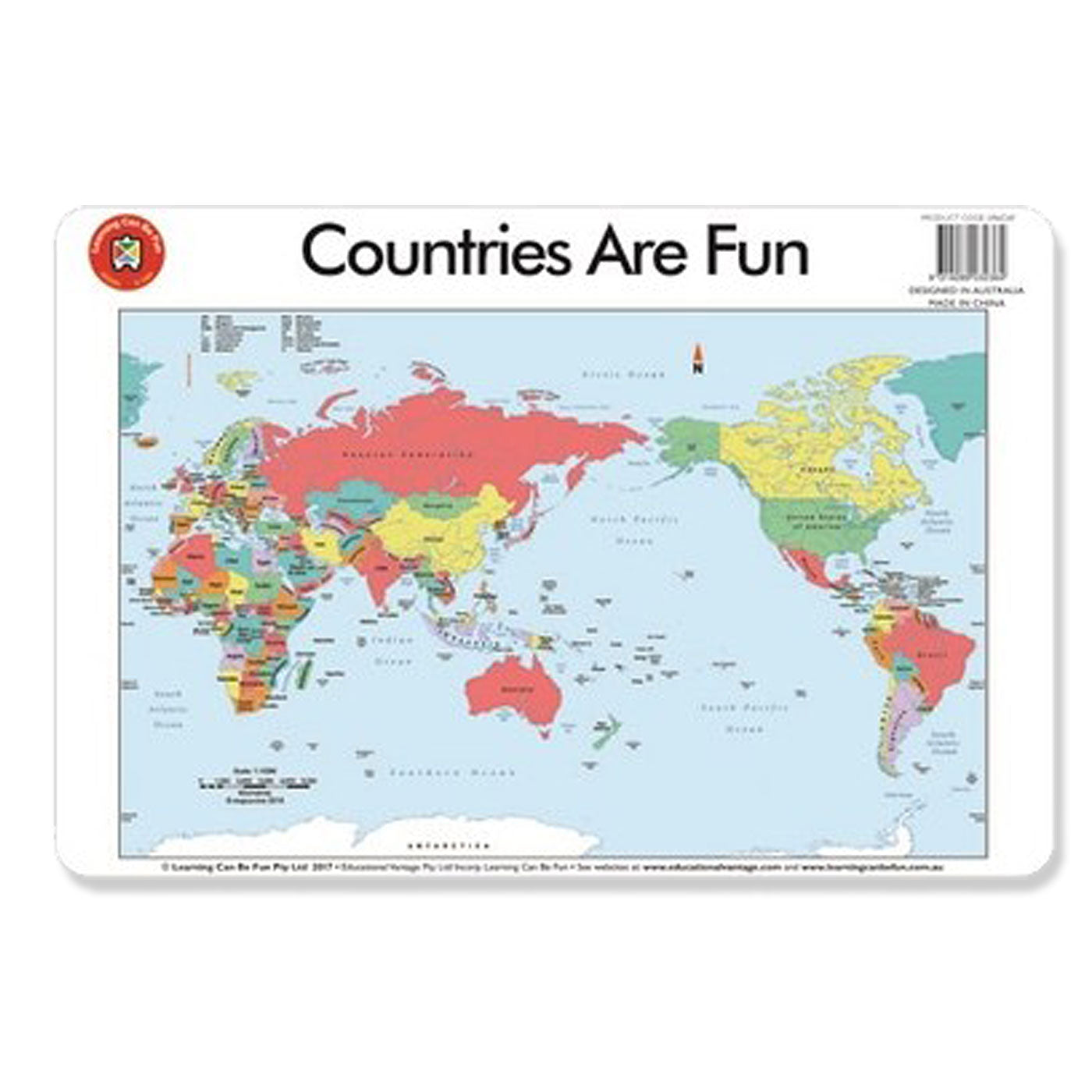 LCBF Placemat Educational Desk Mat 44 x 29 cm Countries are Fun