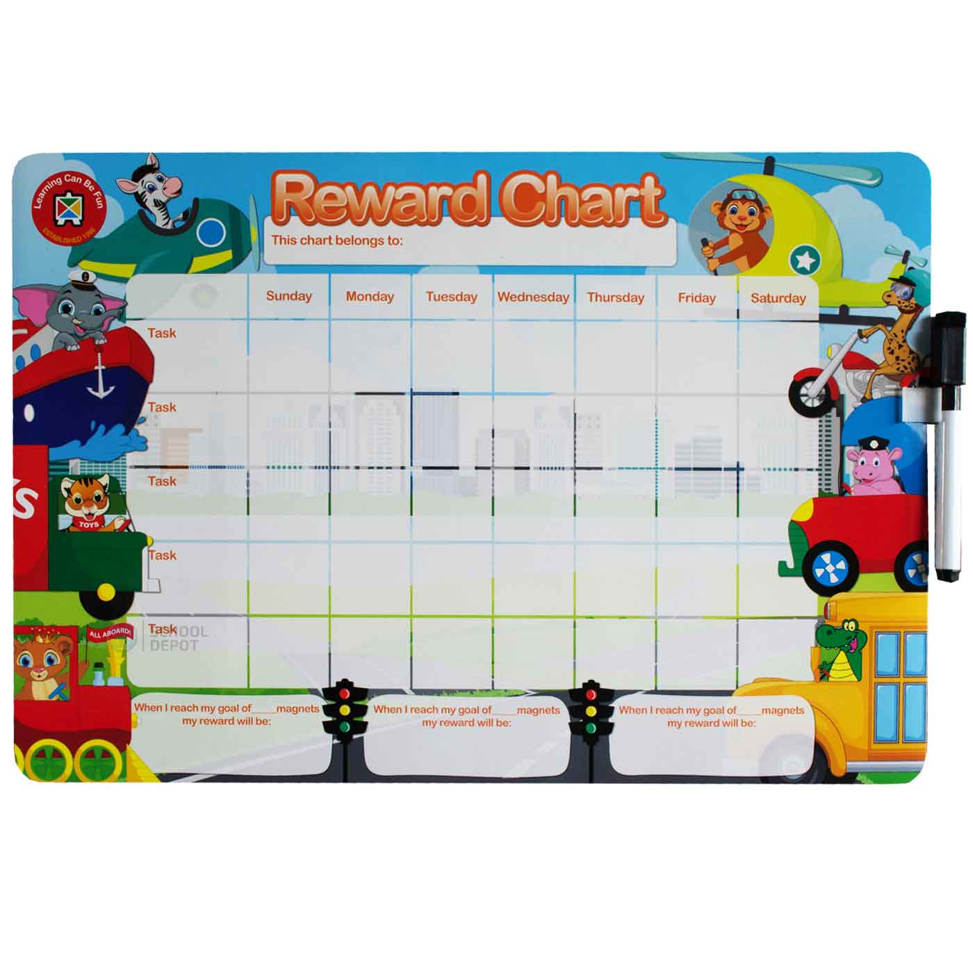 LCBF Magnetic Reward Chart Reusable 39cm x 27cm Transport