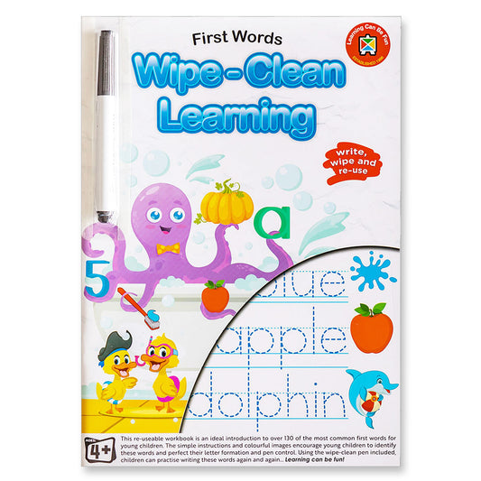 LCBF Wipe-Clean Reusable Learning Book First Words with Marker Ages 4+