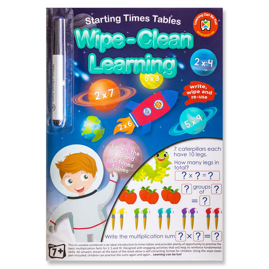 LCBF Wipe-Clean Reusable Learning Book Starting Times Tables with Marker Ages 7+