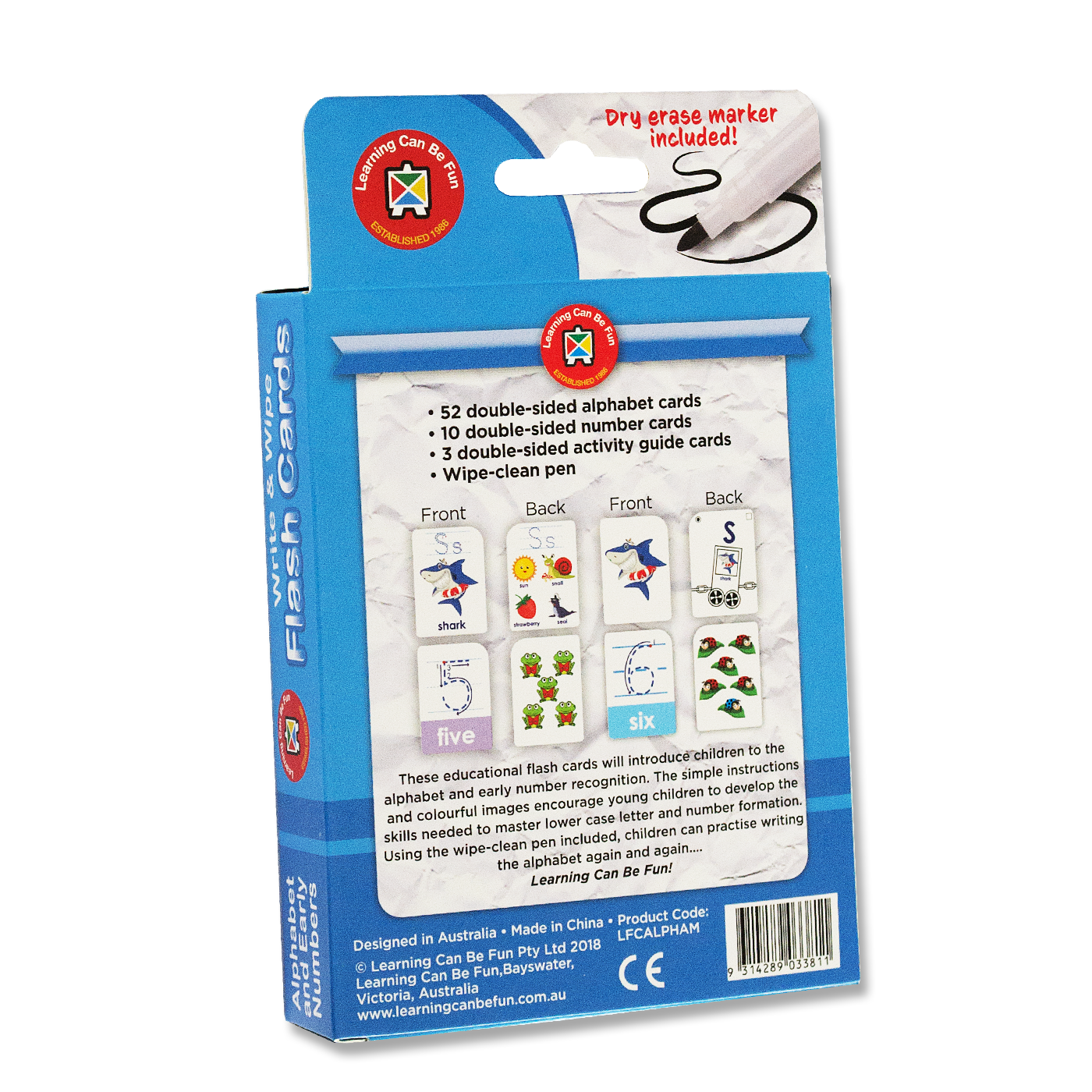 LCBF Write & Wipe Flashcards Alphabet & Early Numbers Ages 3+ School Depot NZ