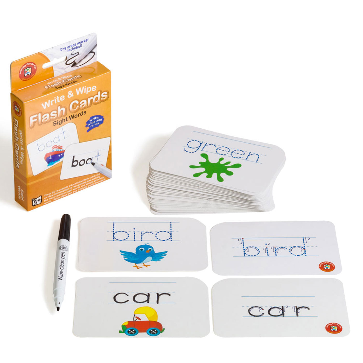LCBF Write & Wipe Flashcards Sight Words with Marker Ages 5+