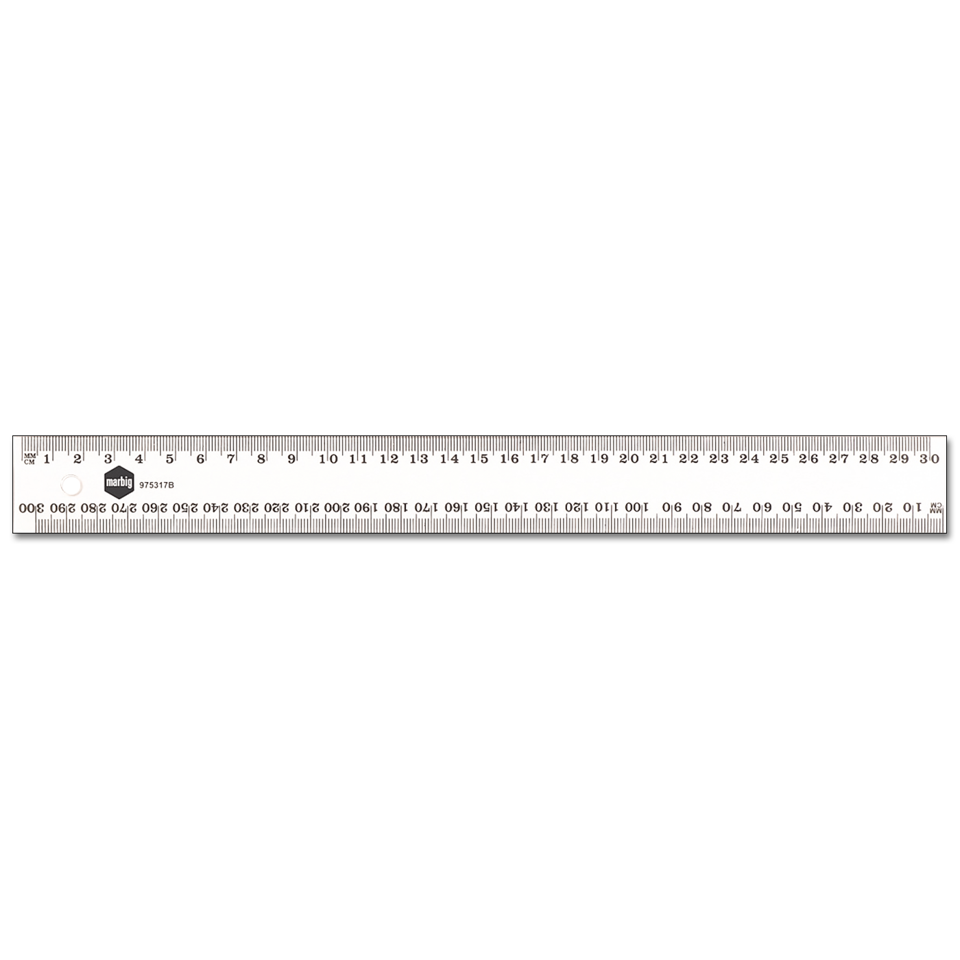 Marbig Ruler Clear Plastic 30cm