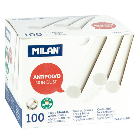 Milan White Chalk Non Dust Box 100 - School Depot