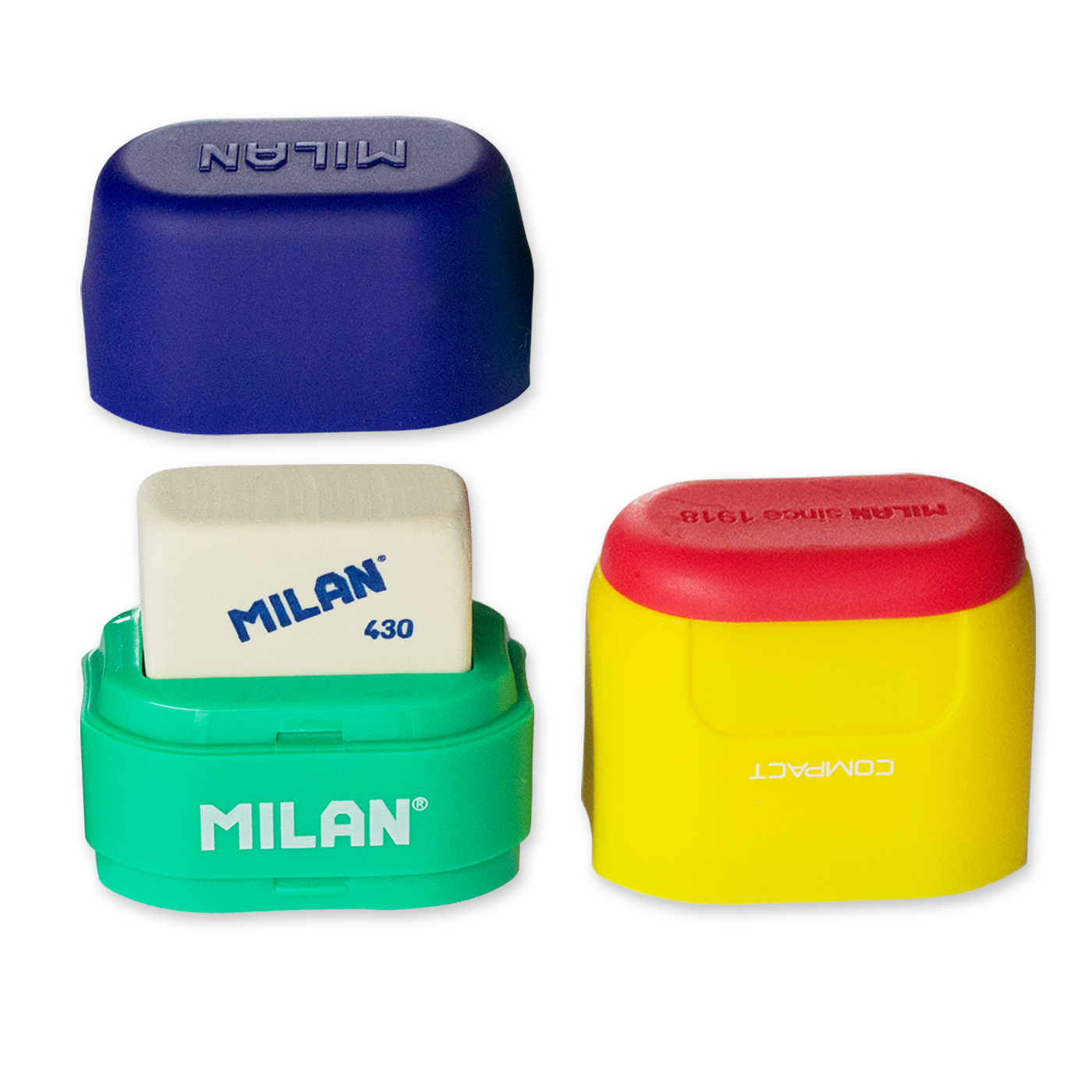 Milan Compact 2 in 1 Eraser and Sharpener Double Hole with Container Assorted