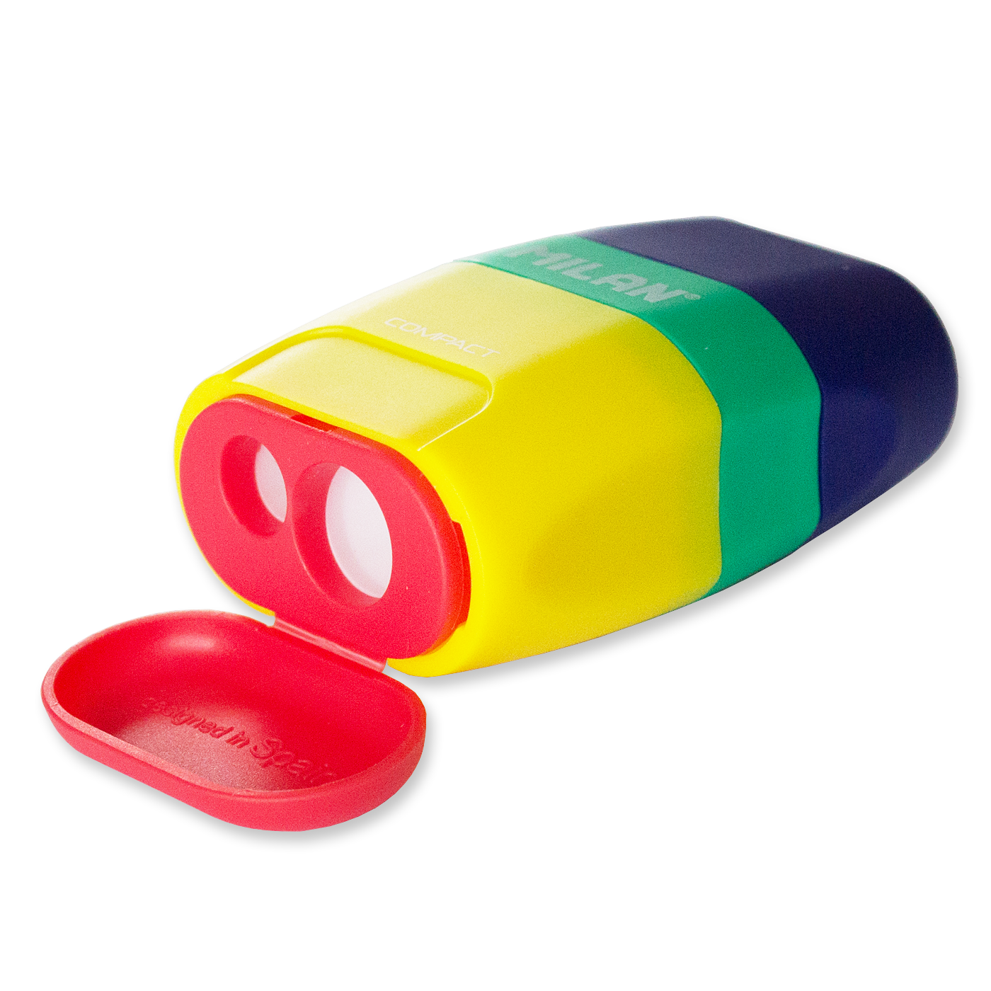 Milan Compact 2 in 1 Eraser and Sharpener Double Hole with Container Assorted
