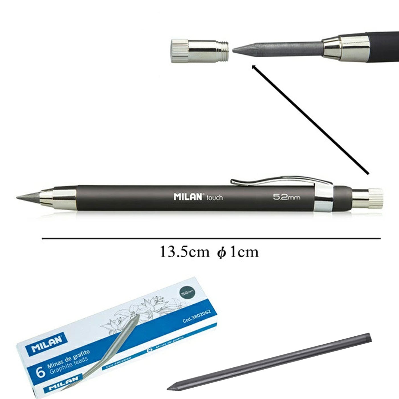 Milan 5.2mm Lead B-Grade for Mechanical Pencil Pack of 6