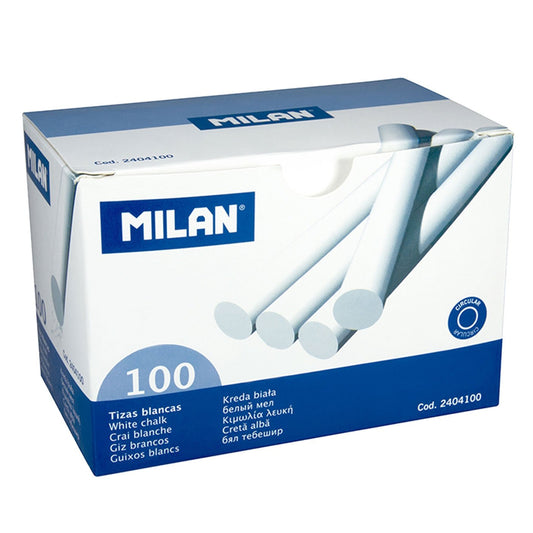Milan White Chalk Sticks Box 100 - School Depot
