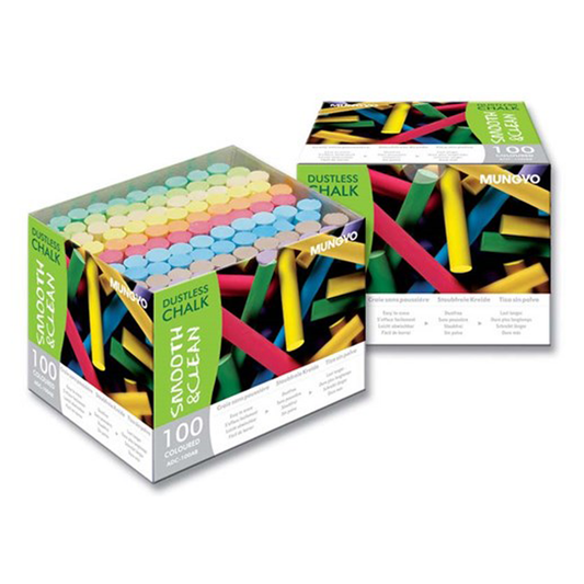 Mungyo Dustless Chalk Sticks Coloured Box of 100