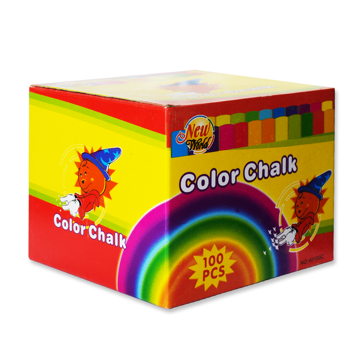 New World Coloured Chalk Box of 100