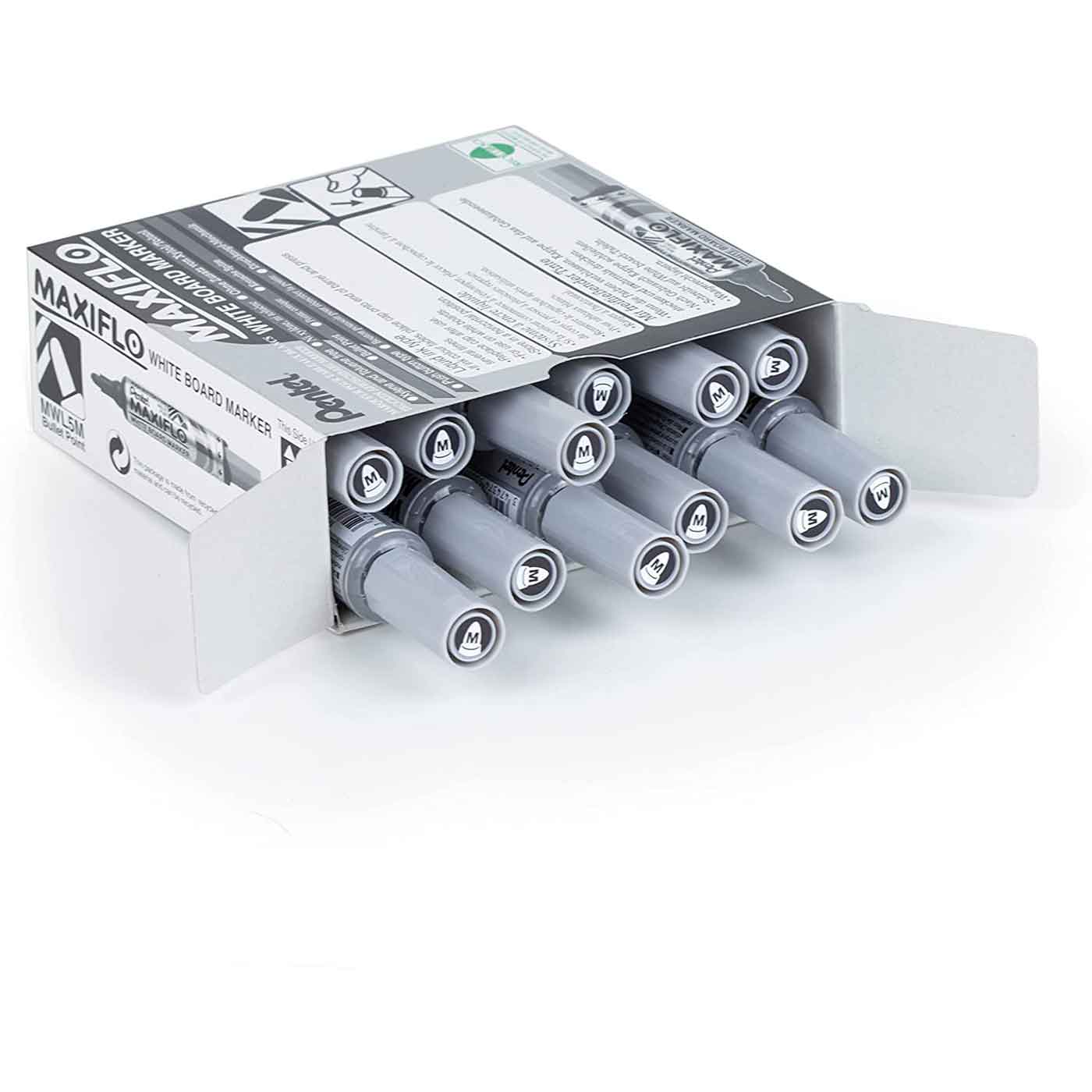 Pentel Whiteboard Marker Maxiflo Bullet Tip 2.1mm Black Box of 12