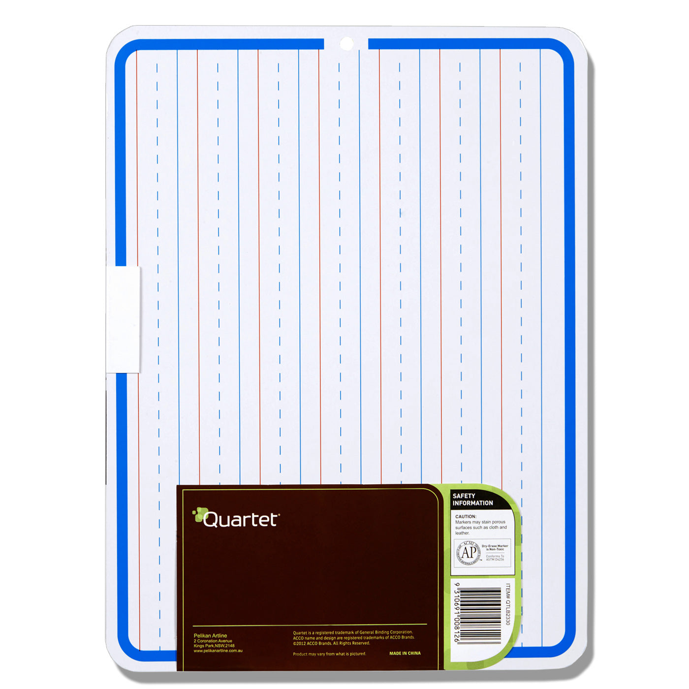 QUARTET 2 SIDED LAP BOARD 230X305MM ONE SIDE RULED