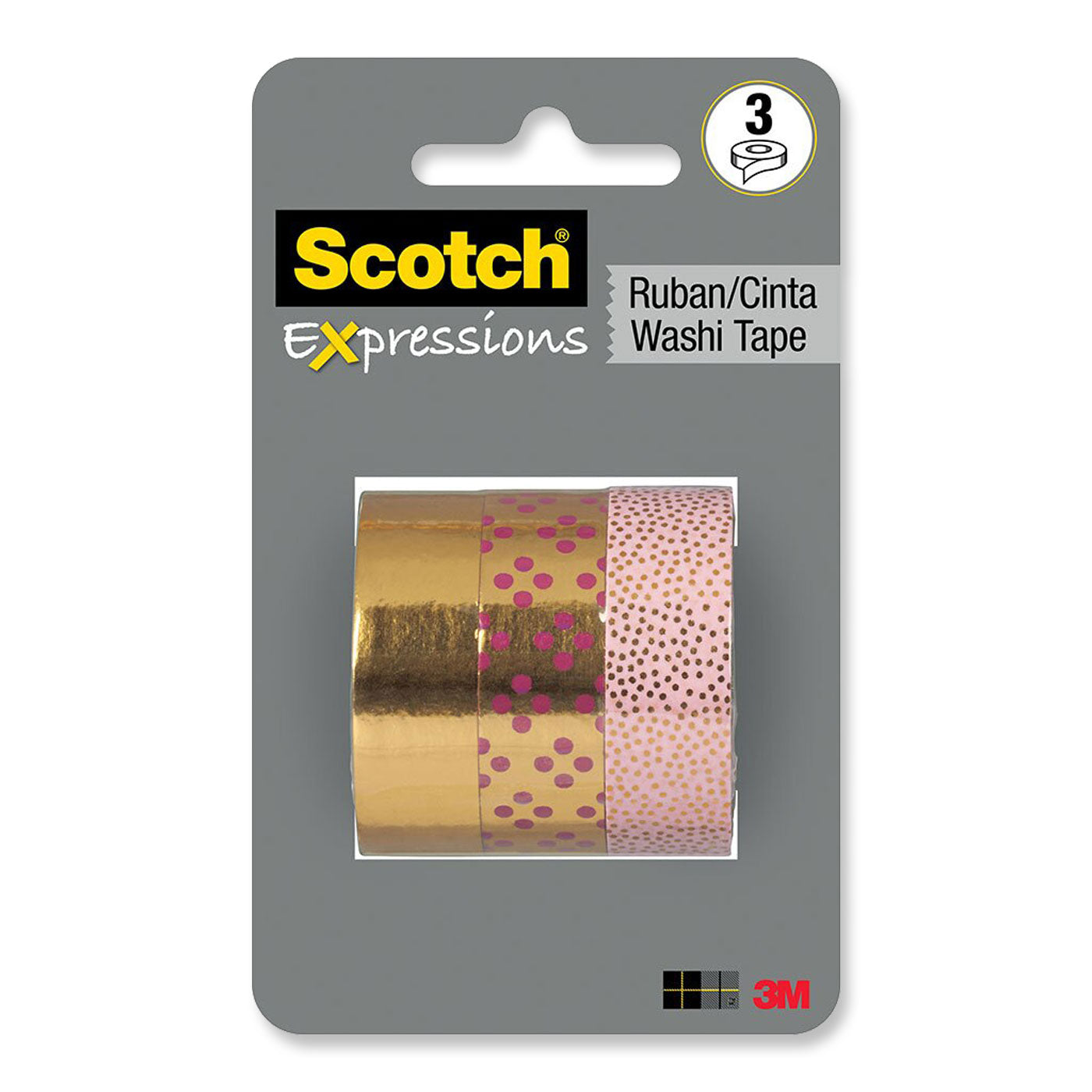 Scotch Expressions Foil Washi Tape C617-3PK-GLD 15mm x 7m Gold Multi Pack
