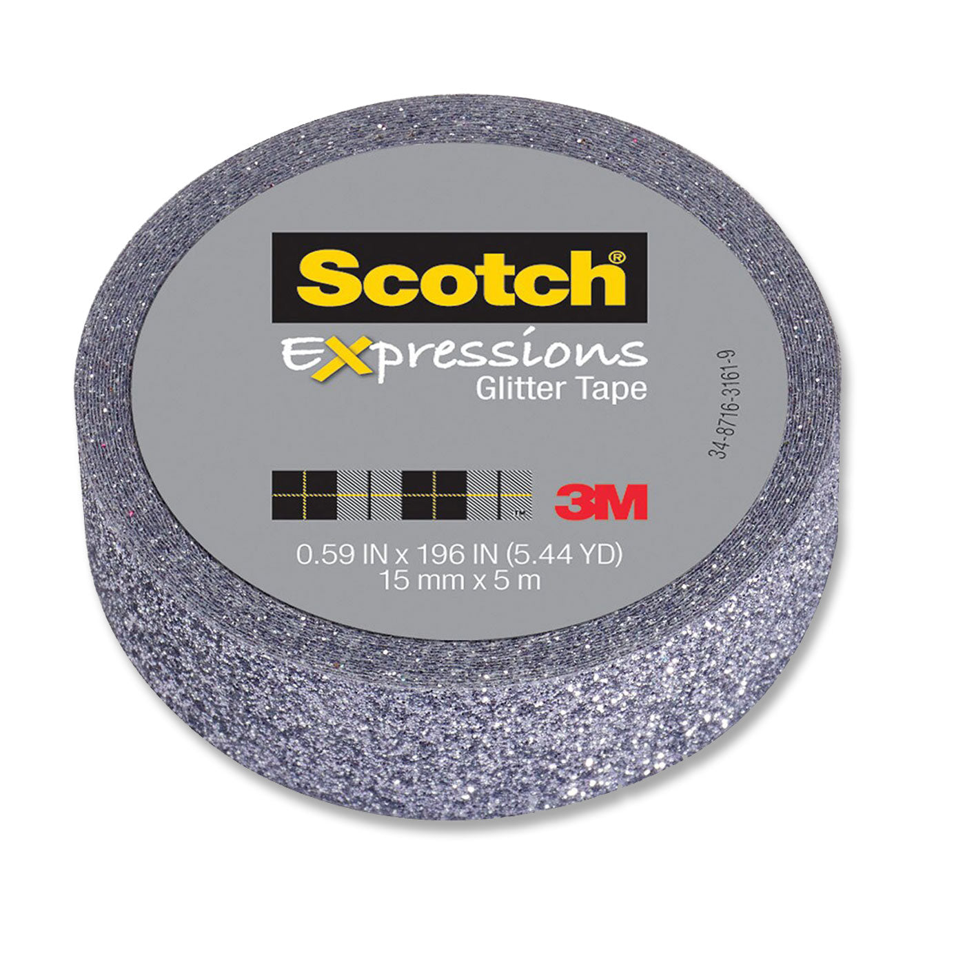 Scotch Expressions Glitter Washi Tape C514-PLT 15mm x 5m Platinum