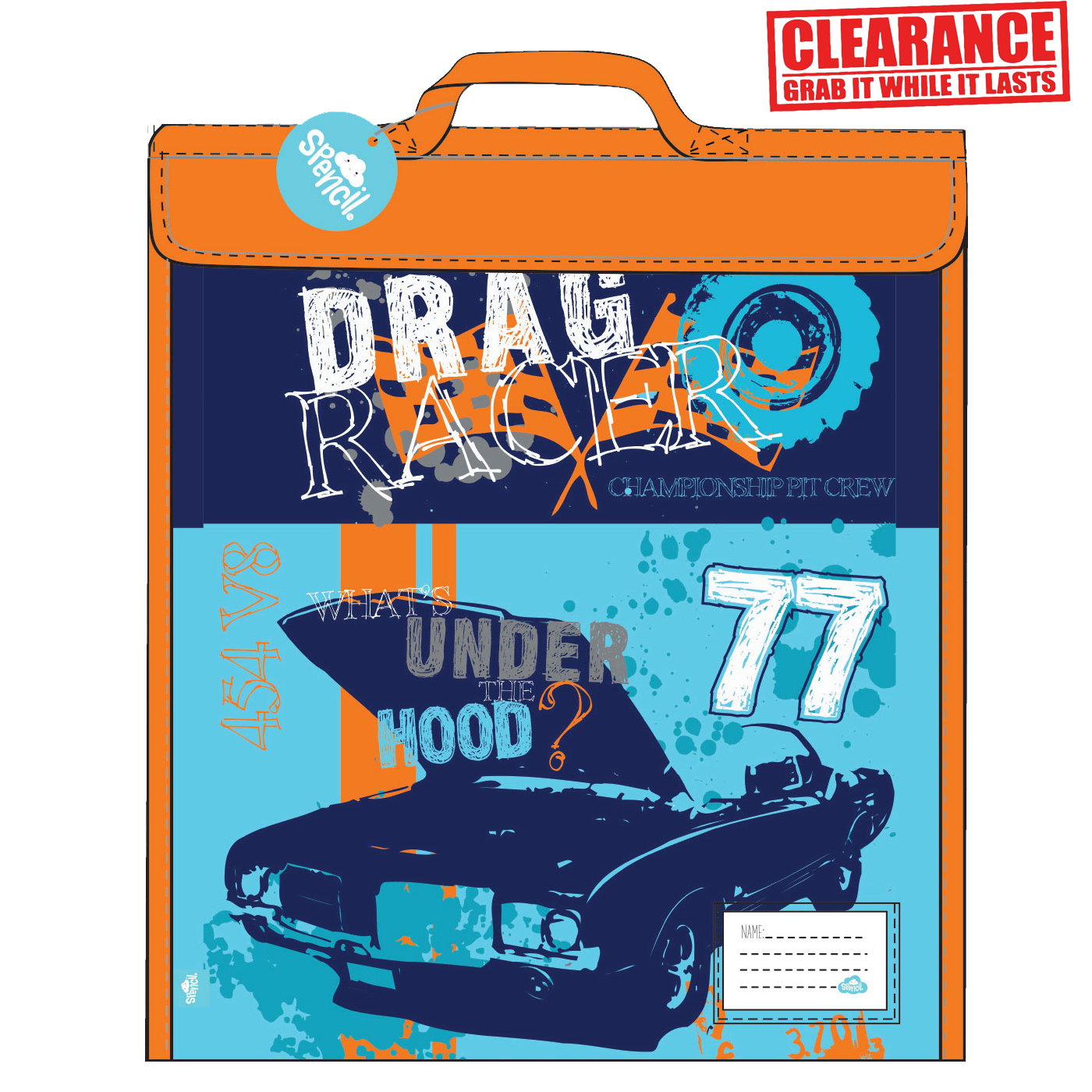 Spencil Book Bag 37 x 45cm Drag Racer