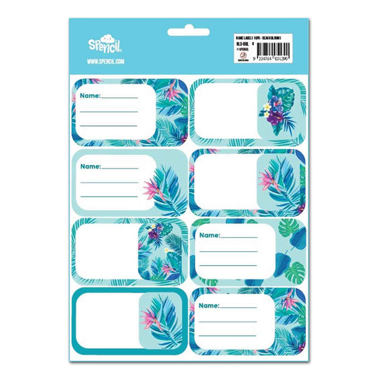 Spencil Self Adhesive Book Labels Beach Blooms Pack of 16