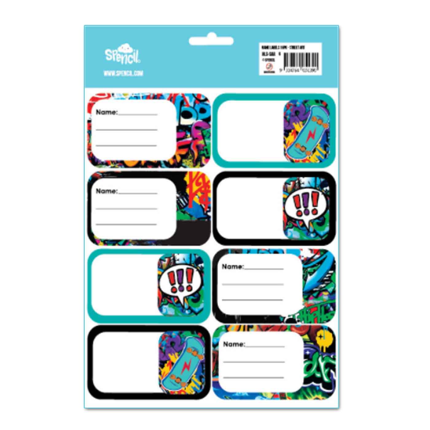 Spencil Self Adhesive Book Labels Street Art Pack of 16