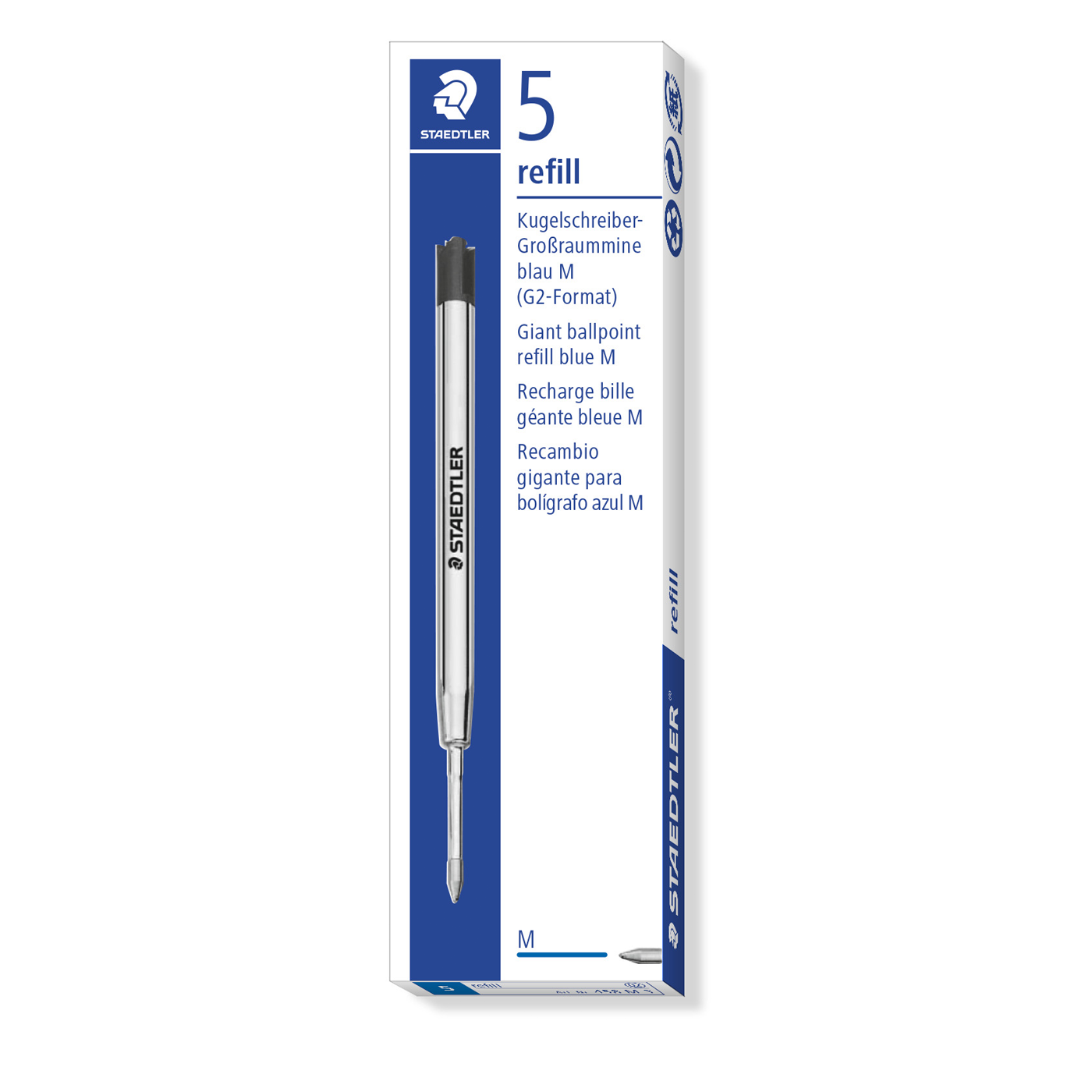 Staedtler Ballpoint Refill G2 Format Medium Tip Blue Box of 5