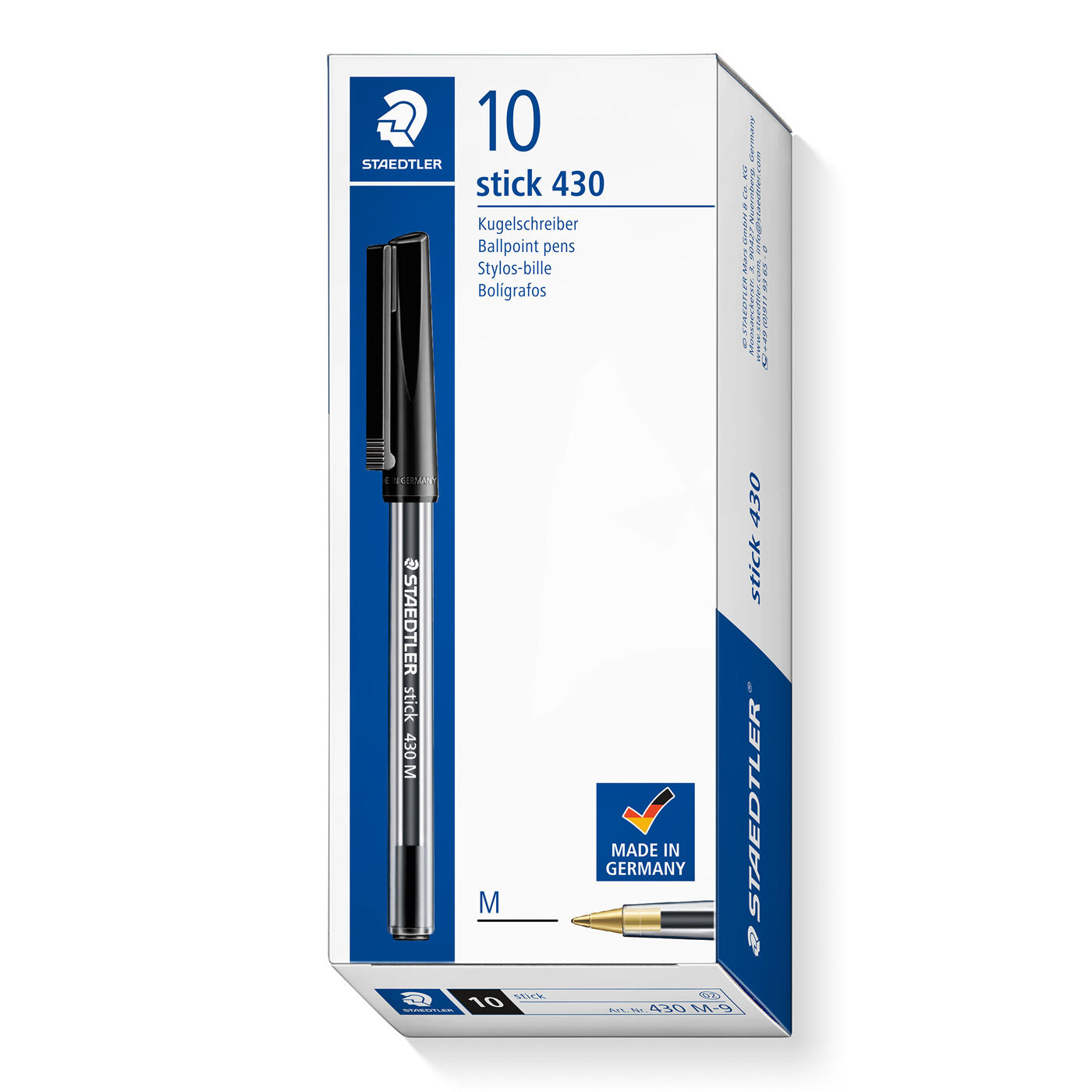 Staedtler Ballpoint Pen Stick 430M Medium Black Box of 10