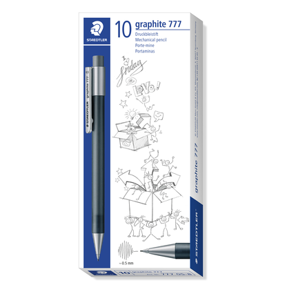 Staedtler Graphite Mechanical Pencil 777 With Eraser 0.5mm Anthracite Box of 10