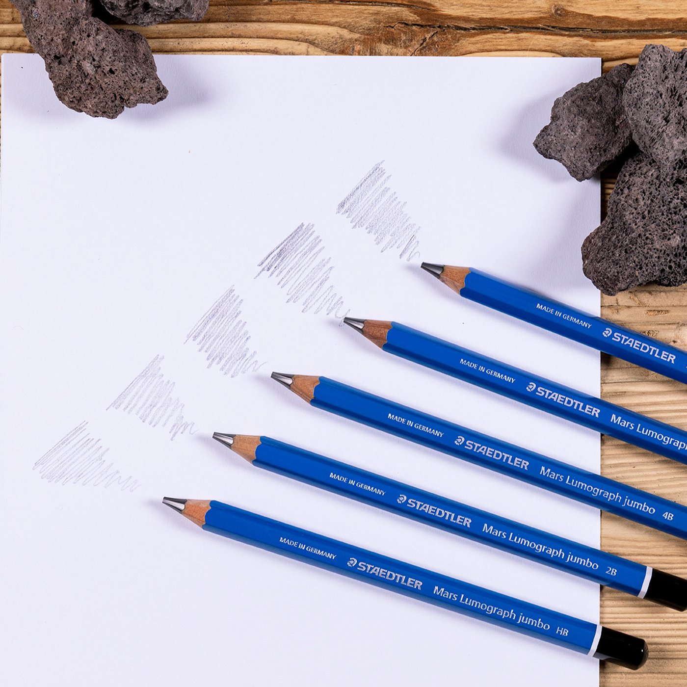 Staedtler Mars Lumograph Premium Jumbo Graphite Pencils Pack of 5 [HB, 2B, 4B, 6B & 8B]