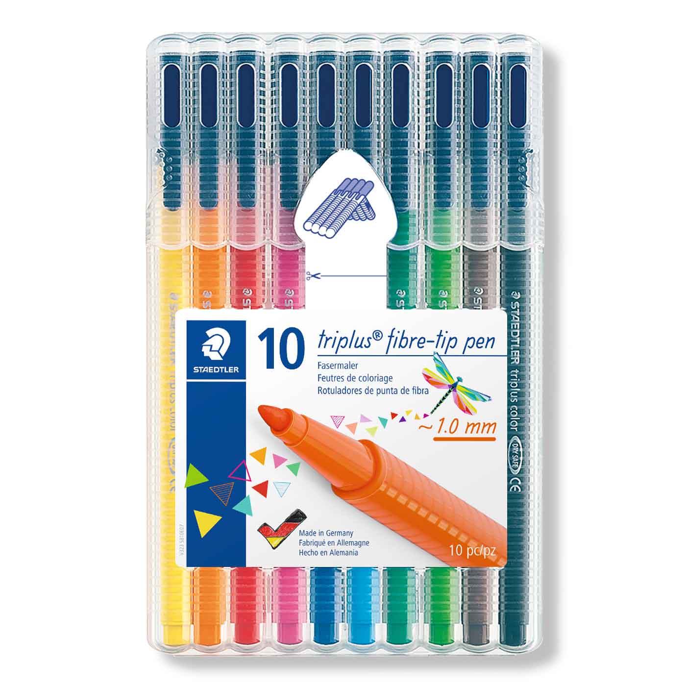Staedtler Triplus Fibre-Tip Felt Pen Triangular Wallet of 10