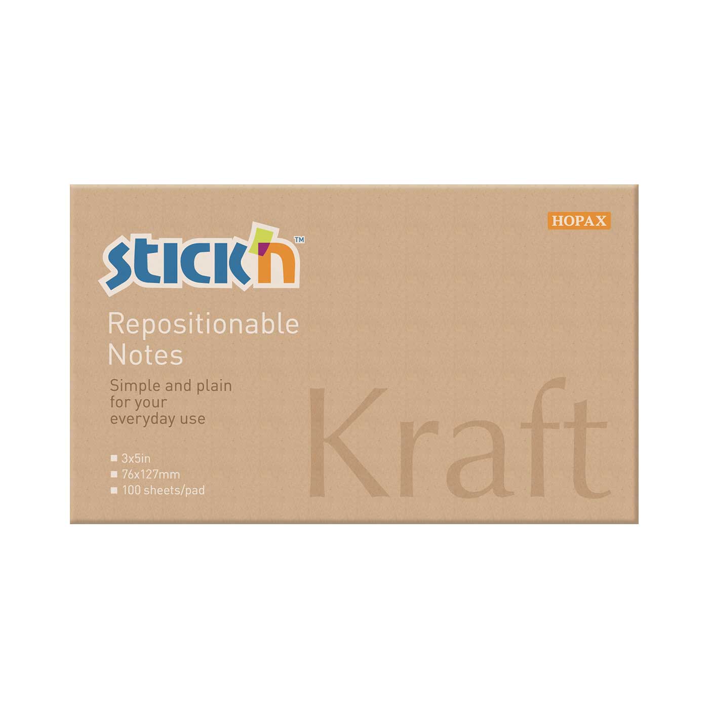 Stick'n Fancy Sticky Notes 76 x 127mm 100 Sheets Kraft