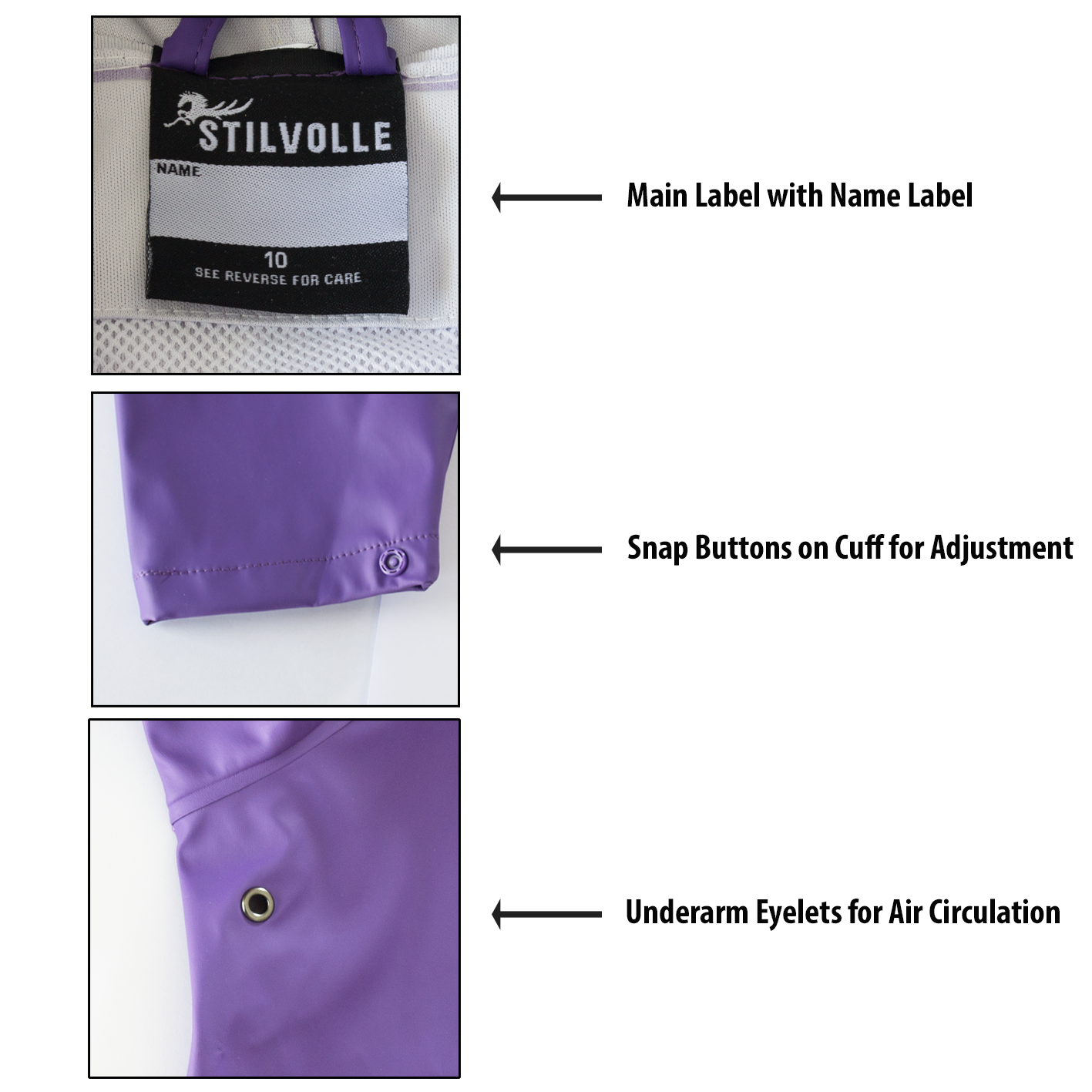 Stilvolle Kids Raincoat 100% Waterproof Hooded Features