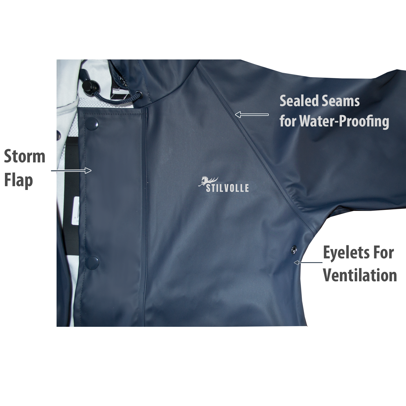 Stilvolle Kids Raincoat Flexbak Hooded Navy Size 4 to 14