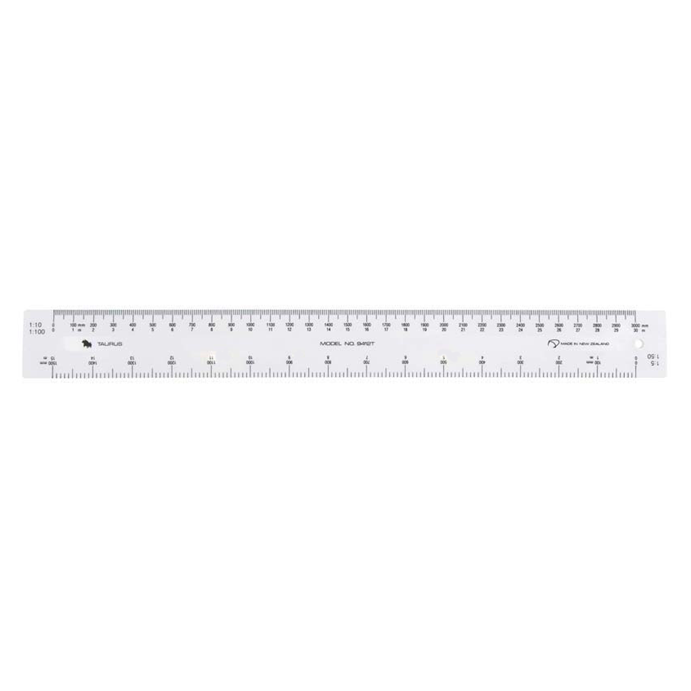 Taurus Scale Rule Ruler White Plastic 30cm