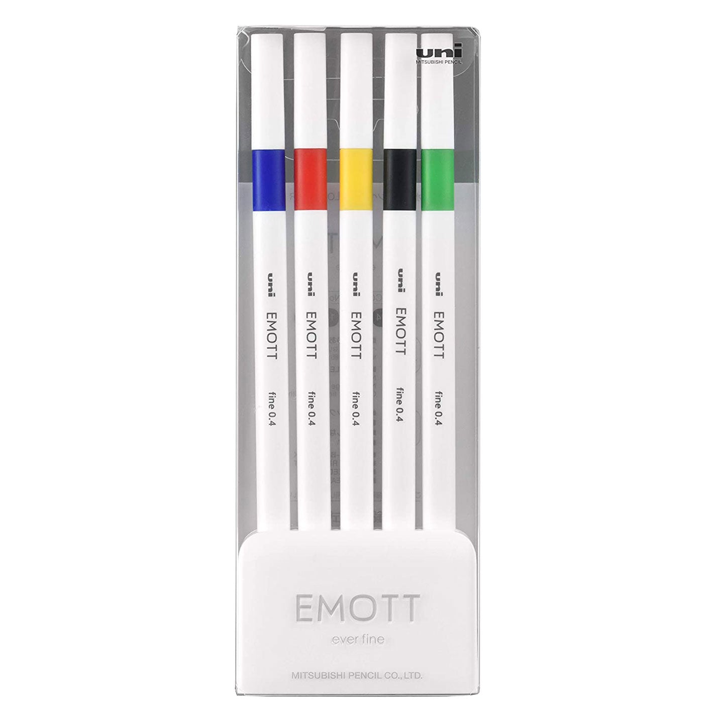 Uni Emott Fineliners Everfine 0.4mm No.1 Assorted 5 Pack