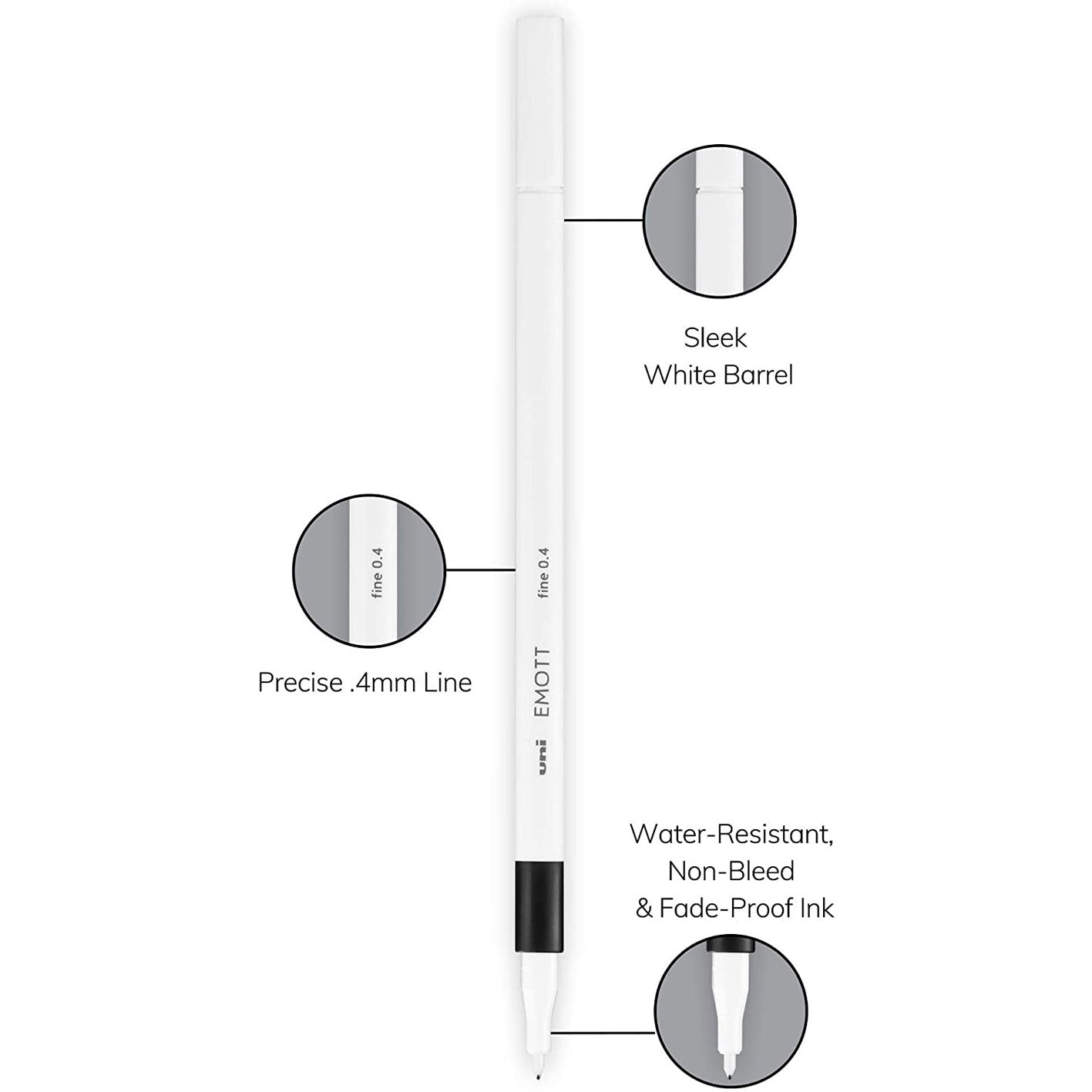 Uni Emott Fineliners Everfine 0.4mm No.1 Assorted 5 Pack