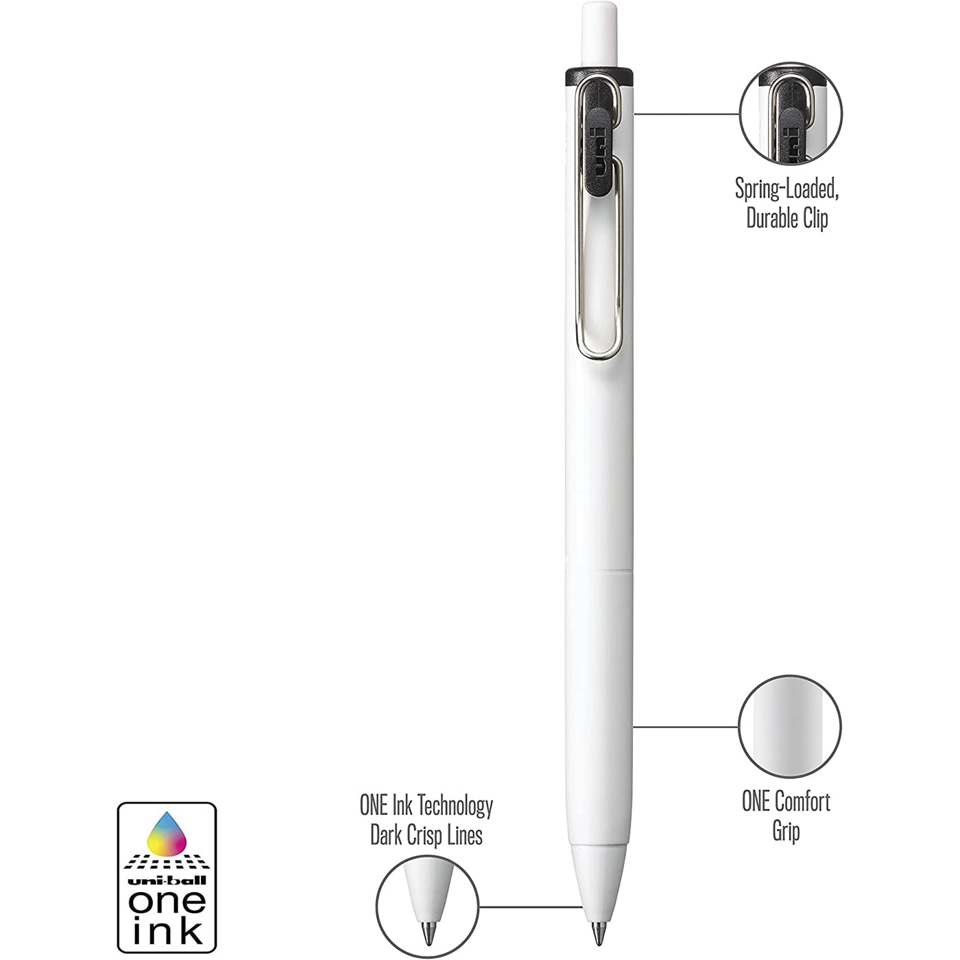 Uni One Gel Pen Rollerball Medium Tip 0.7mm Black