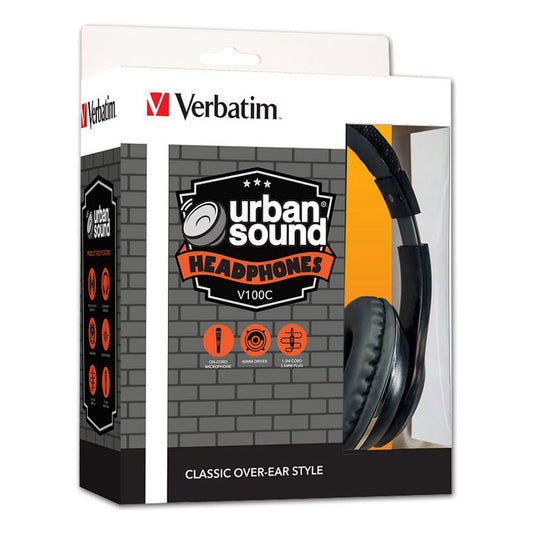 Verbatim Stereo Headphones Urban Sound V100C with Mic Black