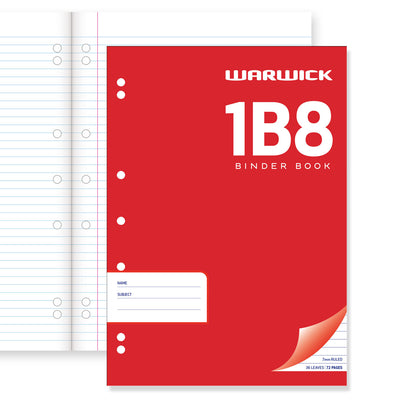 WARWICK EXERCISE BOOK 1B8 36 LEAF A4 PUNCHED RULED 7MM