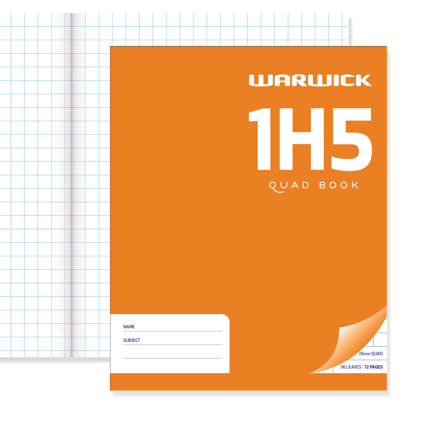 WARWICK EXERCISE BOOK 1H5 36 LEAF QUAD 10MM 255X205MM