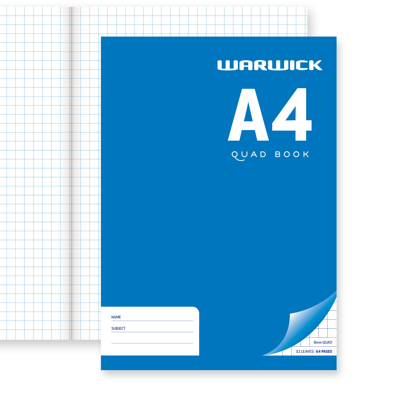 WARWICK EXERCISE BOOK 32 LEAF A4 QUAD 8MM