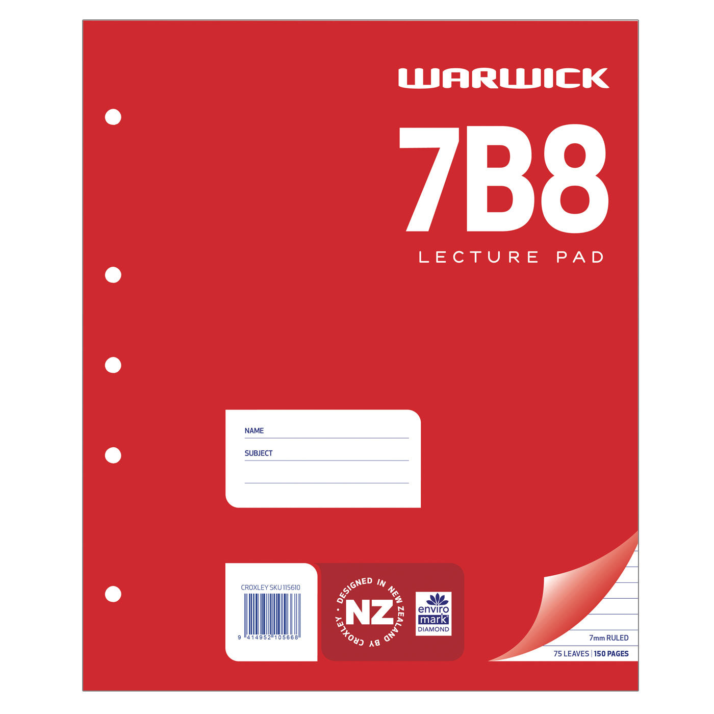 WARWICK PAD 7B8 LECTURE 75 LEAF RULED 7MM A4