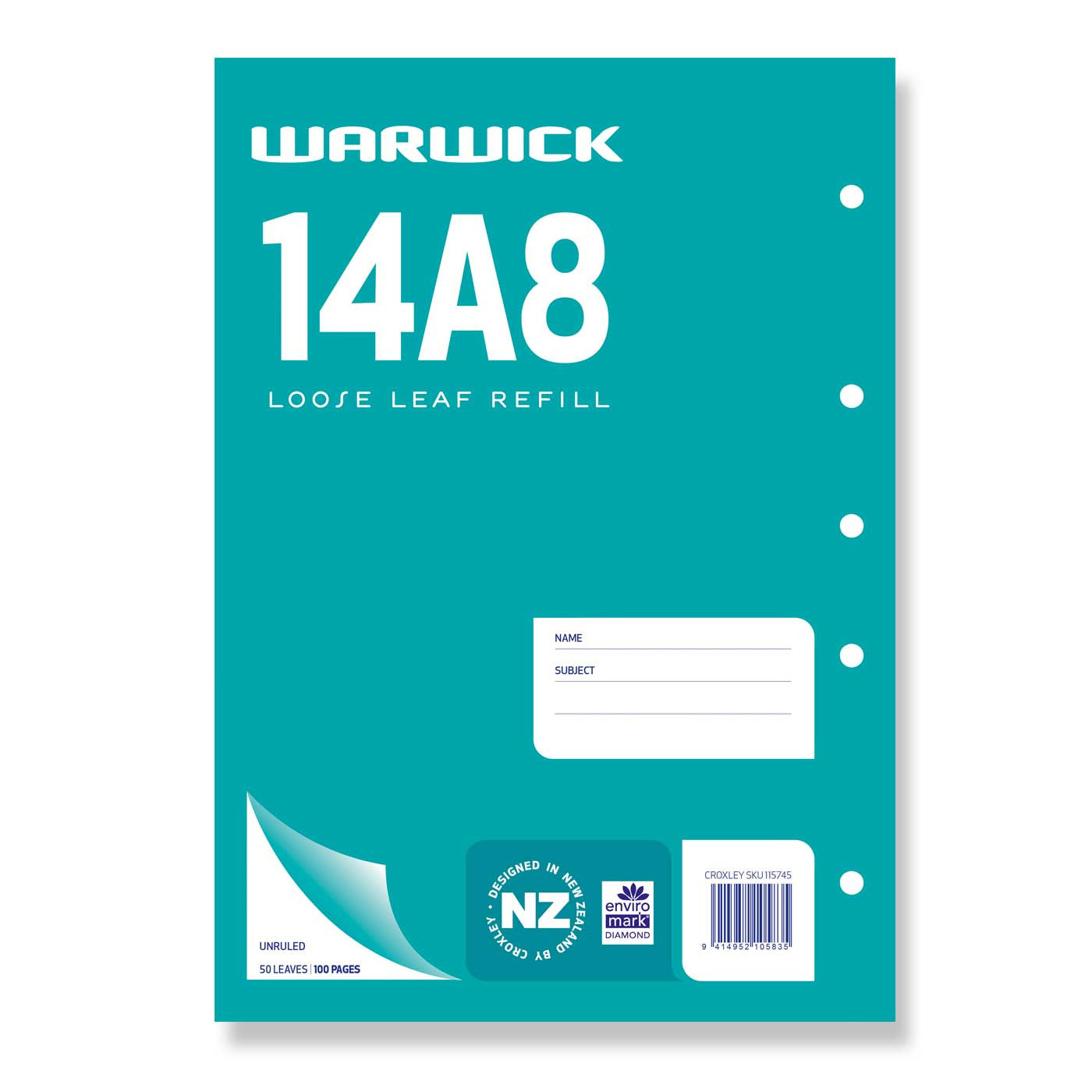 Warwick Refill 14A8 Loose Leaf 50 Leaf A4 Unruled - School Depot NZ