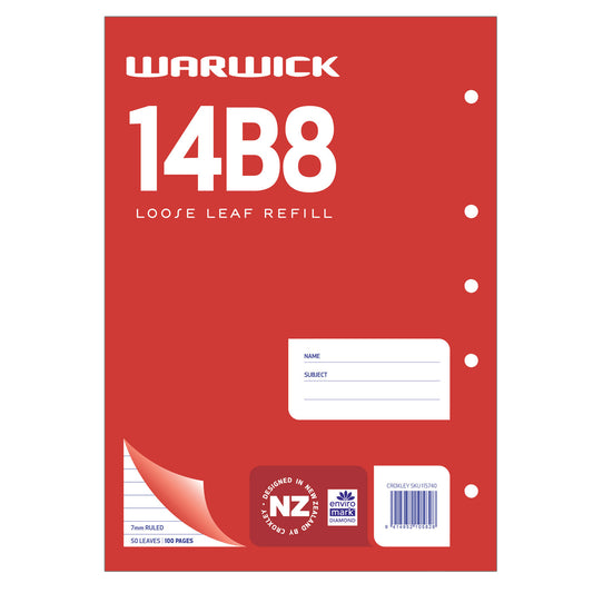 WARWICK REFILL 14B8 LOOSE LEAF 50 LEAF A4 RULED 7MM