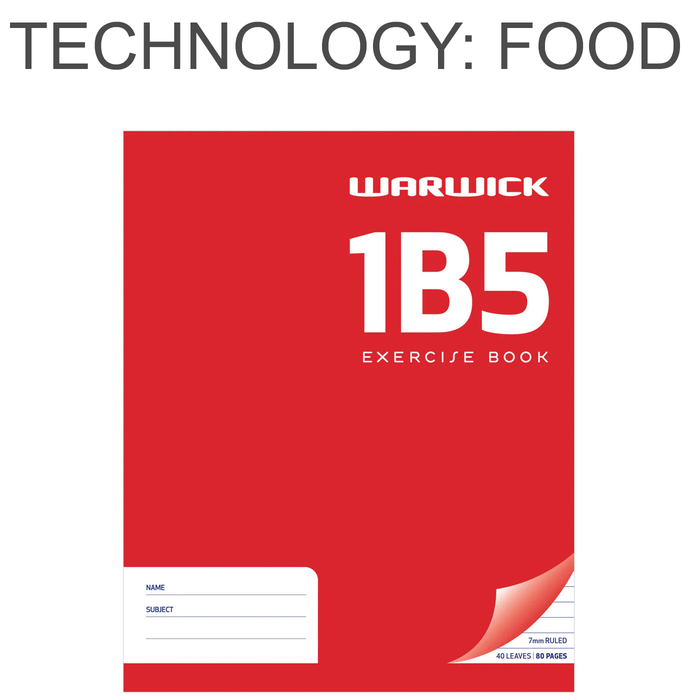 Warwick 1B5 Exercise Book Ruled 7mm 40 Leaf