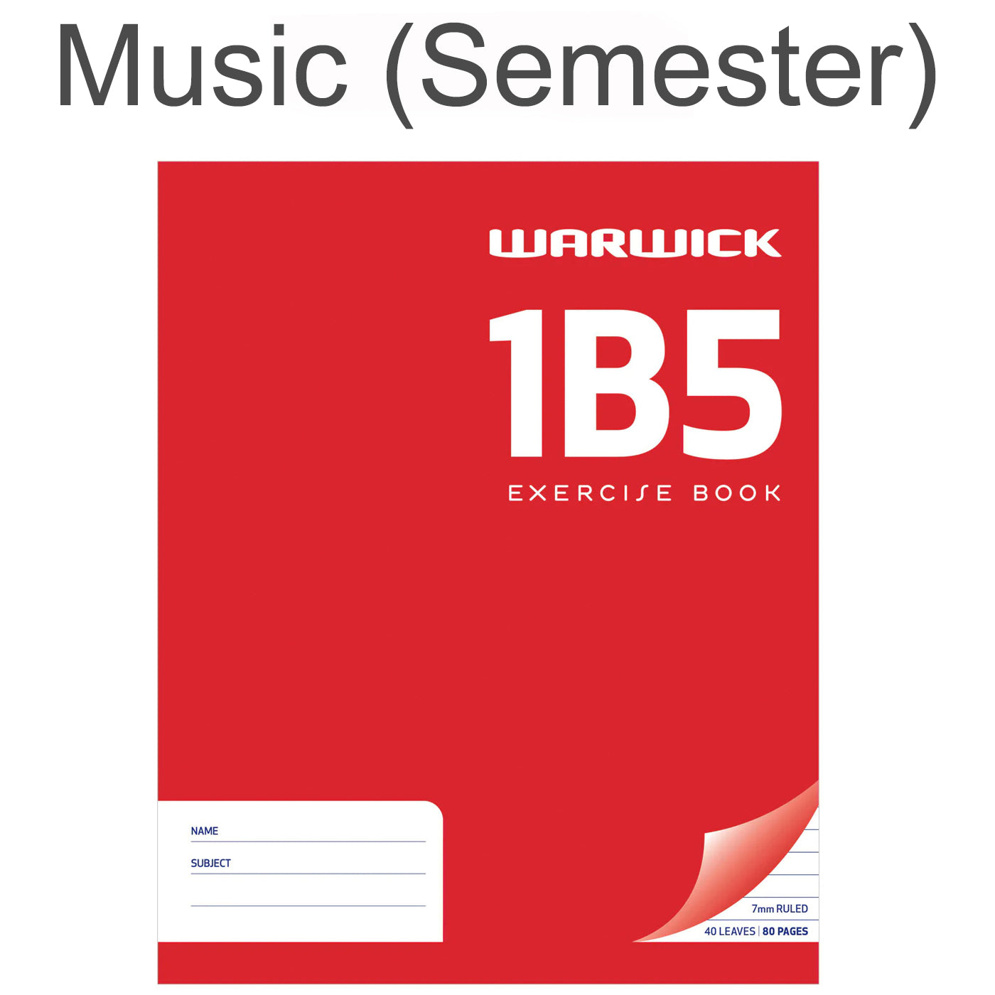 Warwick 1B5 Exercise Book Ruled 7mm 40 Leaf
